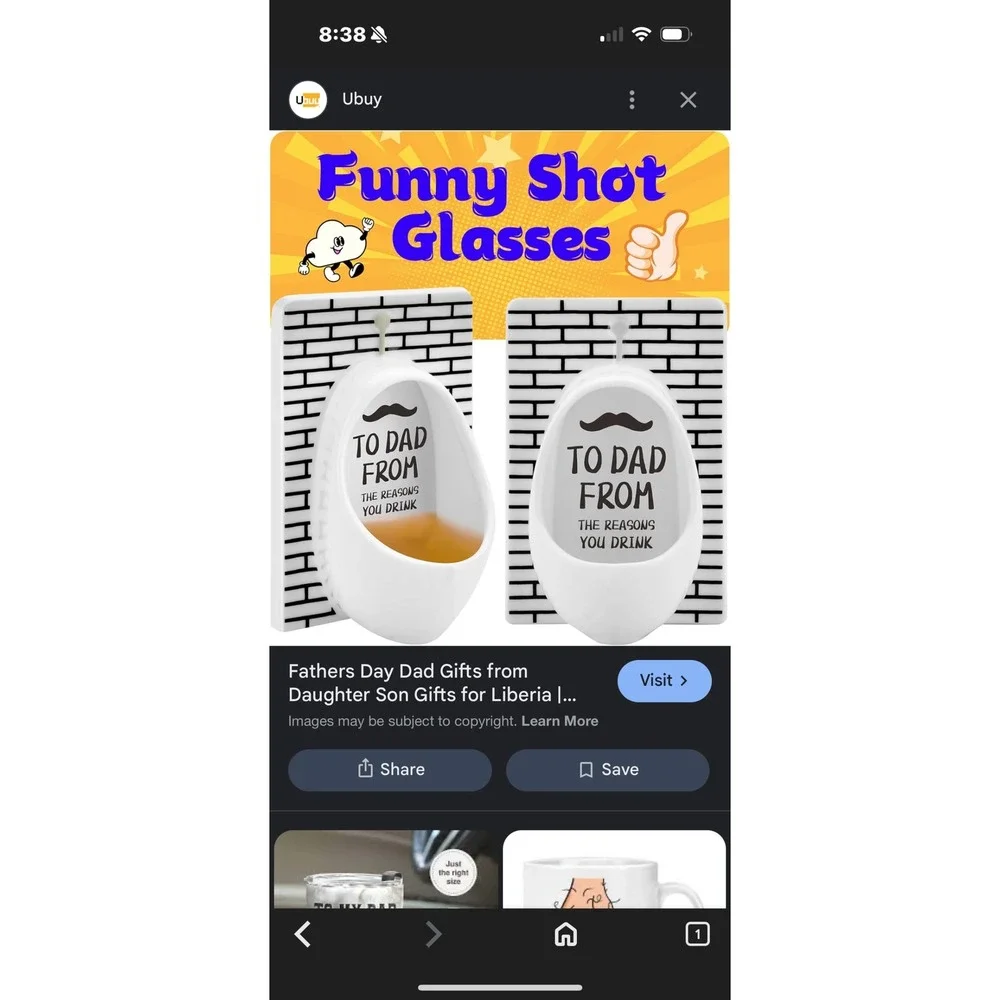 Funny Shot Glasses Novelty Urinal Design Gift‎ Set Dad Stocking Stuffer